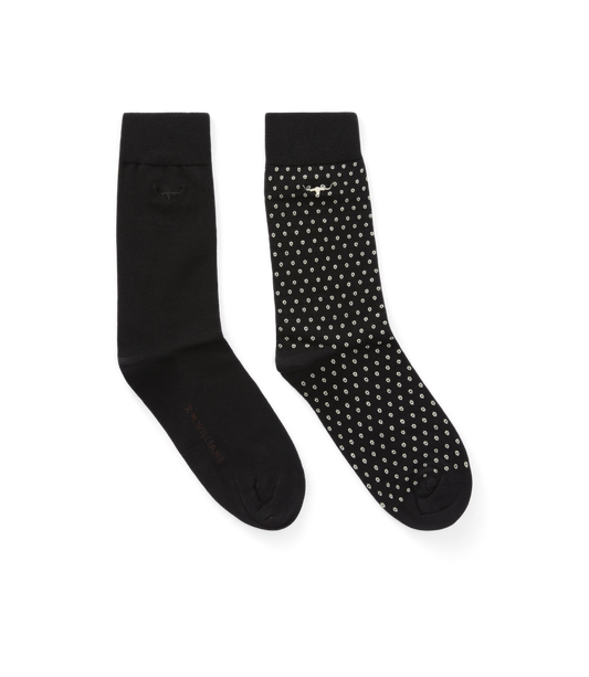 R.M.Williams - Nelson Polka Dot 2 Pack Sock - Black Cream
