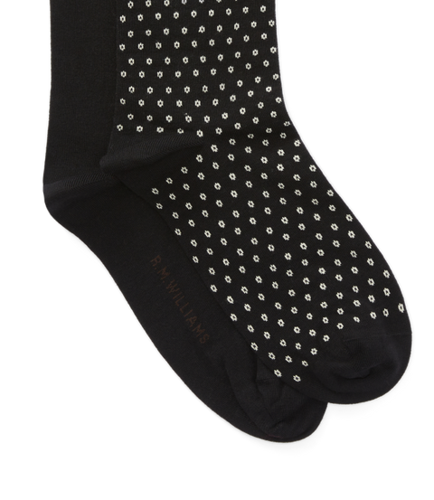 R.M.Williams - Nelson Polka Dot 2 Pack Sock - Black Cream