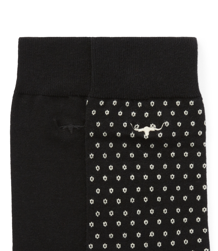 R.M.Williams - Nelson Polka Dot 2 Pack Sock - Black Cream