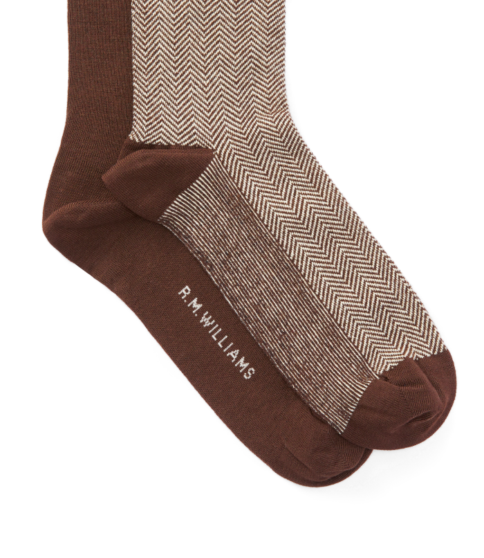 R.M.Williams - Nelson Herringbone Sock - 2 Pack - Hot Fudge