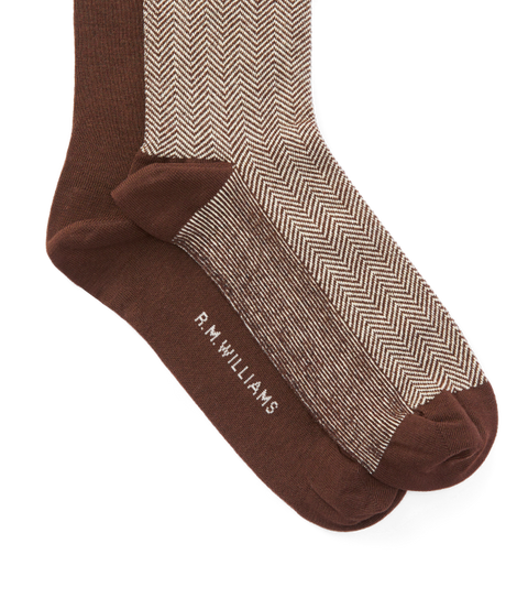 R.M.Williams - Nelson Herringbone Sock - 2 Pack - Hot Fudge