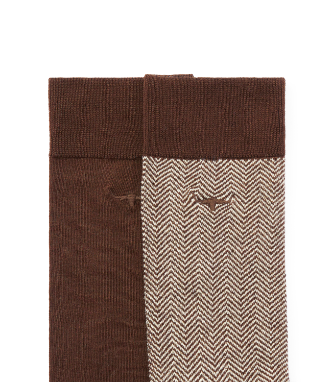 R.M.Williams - Nelson Herringbone Sock - 2 Pack - Hot Fudge