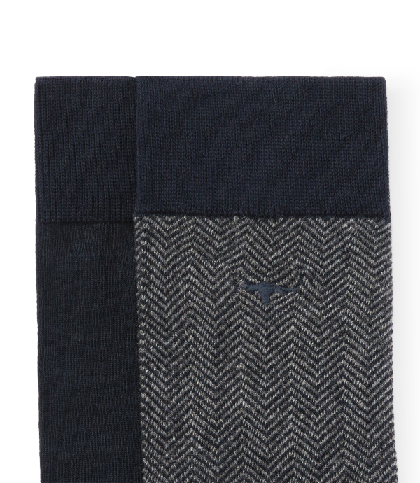 R.M.Williams - Nelson Herringbone Sock 2 Pack - Navy Grey