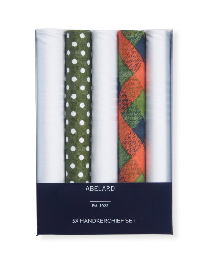 Abelard 5 pack Hanky - Green