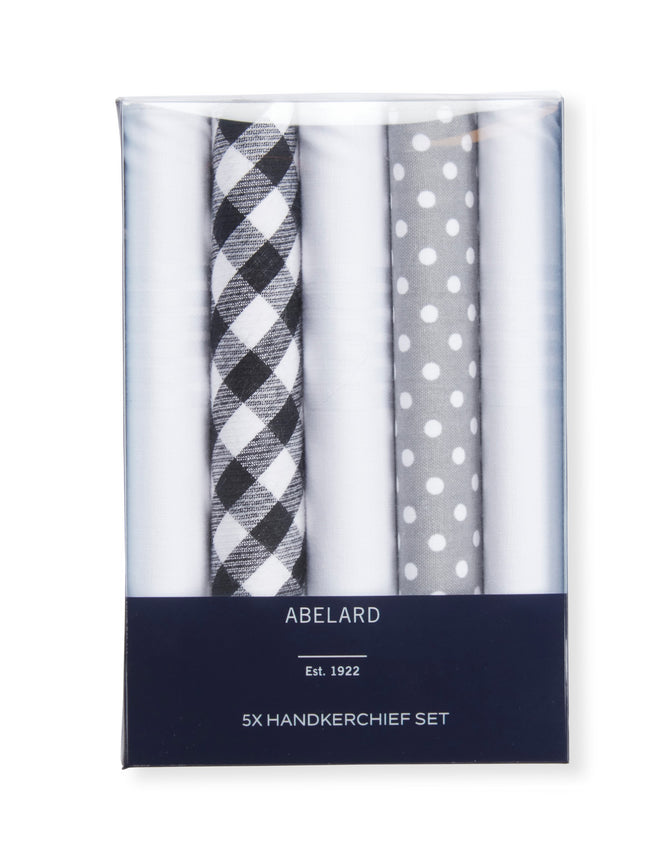 Abelard - 5 Pack Hanky Set - Grey