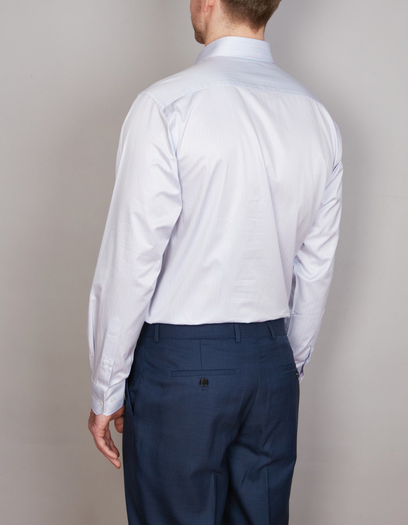 Abelard - Long Sleeve Business Shirt - Stripe - Sky Blue & Pale Pink