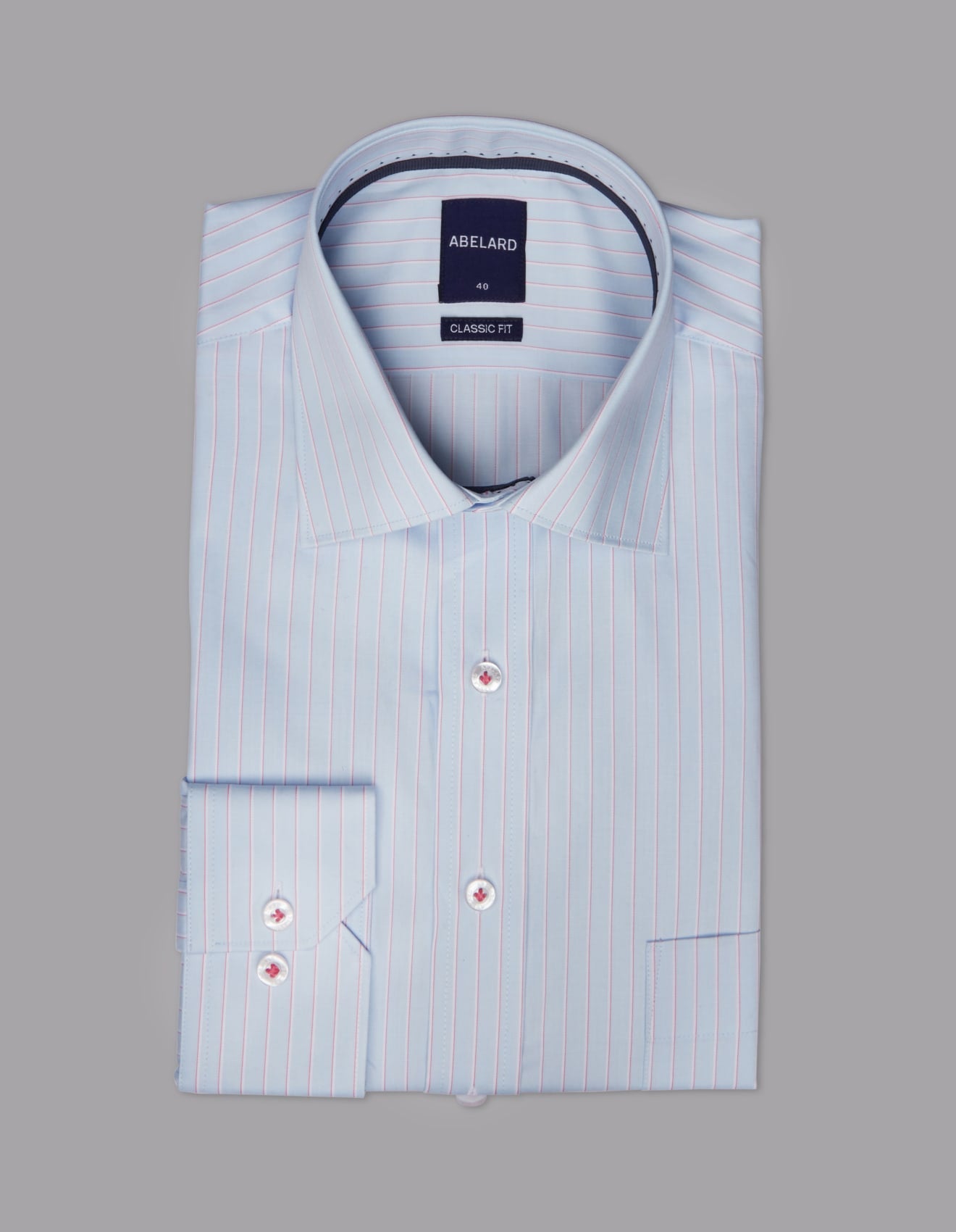 Abelard - Long Sleeve Business Shirt - Stripe - Sky Blue & Pale Pink