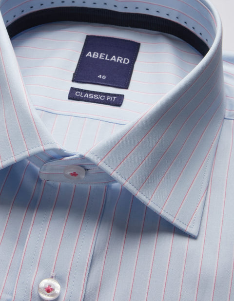 Abelard - Long Sleeve Business Shirt - Stripe - Sky Blue & Pale Pink