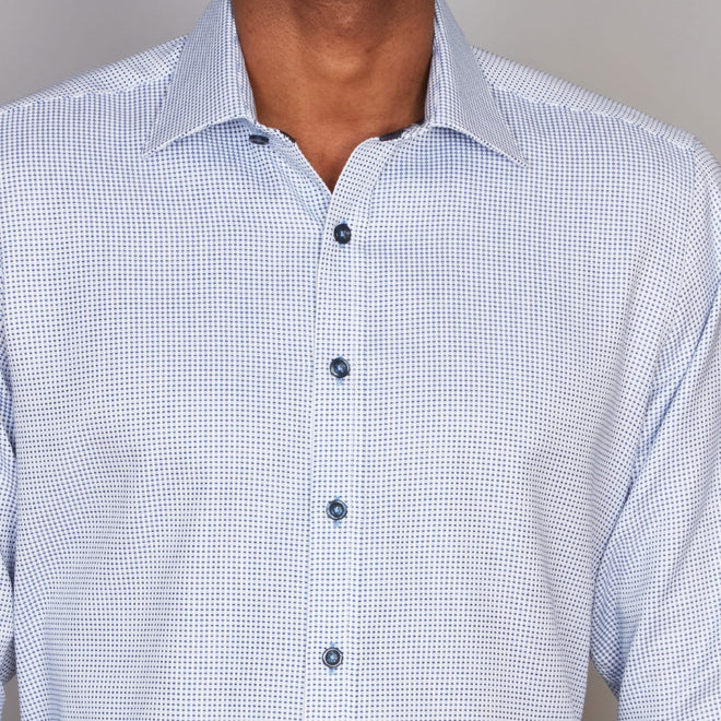 Abelard - Dobby Business Shirt - Royal Blue & White