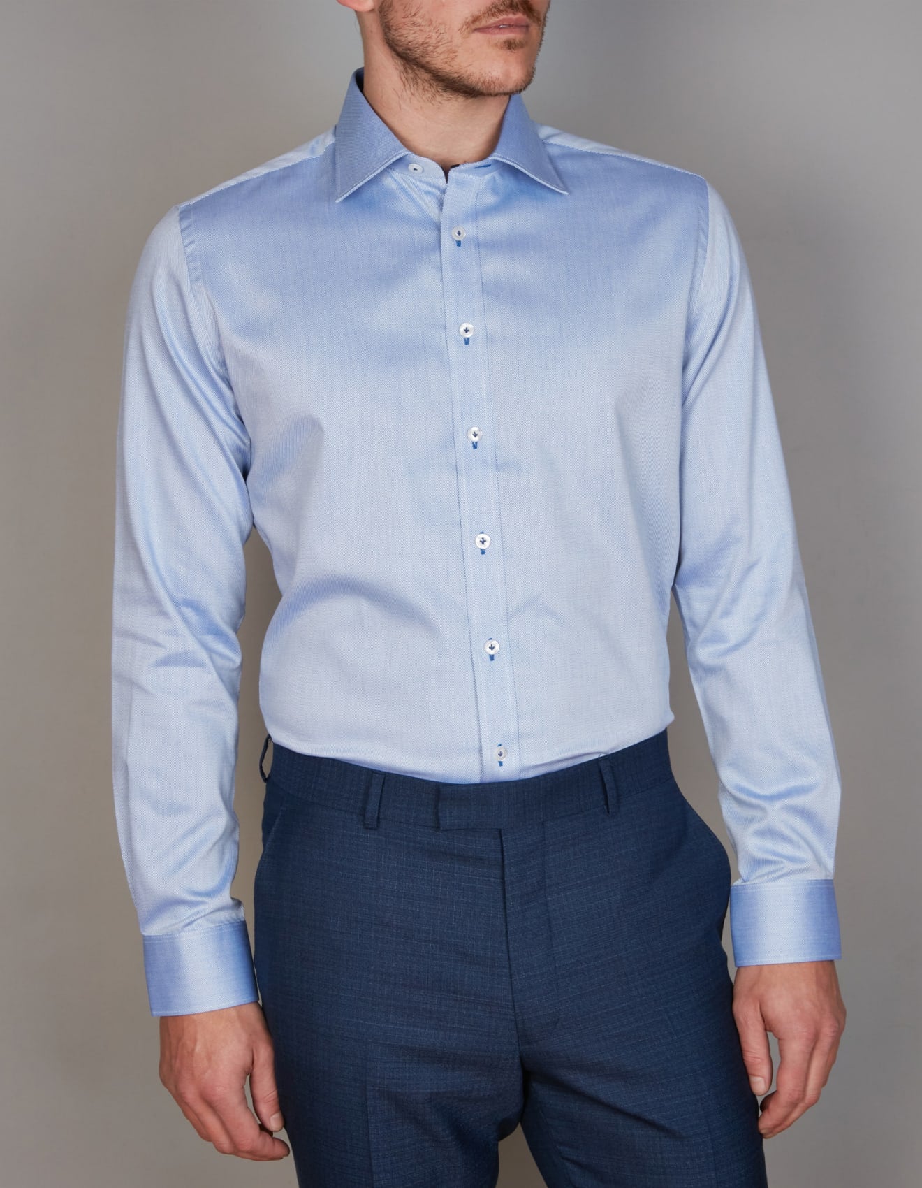Abelard - Long Sleeve Business Shirt - Dobby - Sapphire