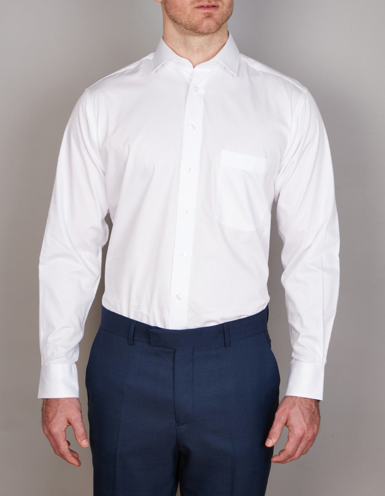 Abelard - Long Sleeve Business Shirt - Dobby - White