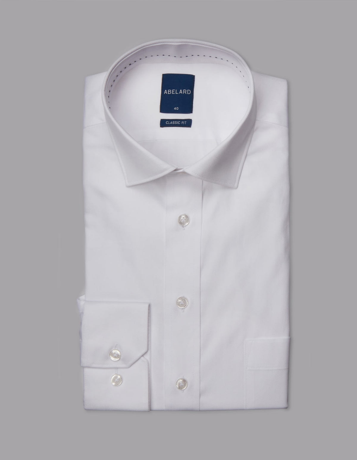 Abelard - Long Sleeve Business Shirt - Dobby - White
