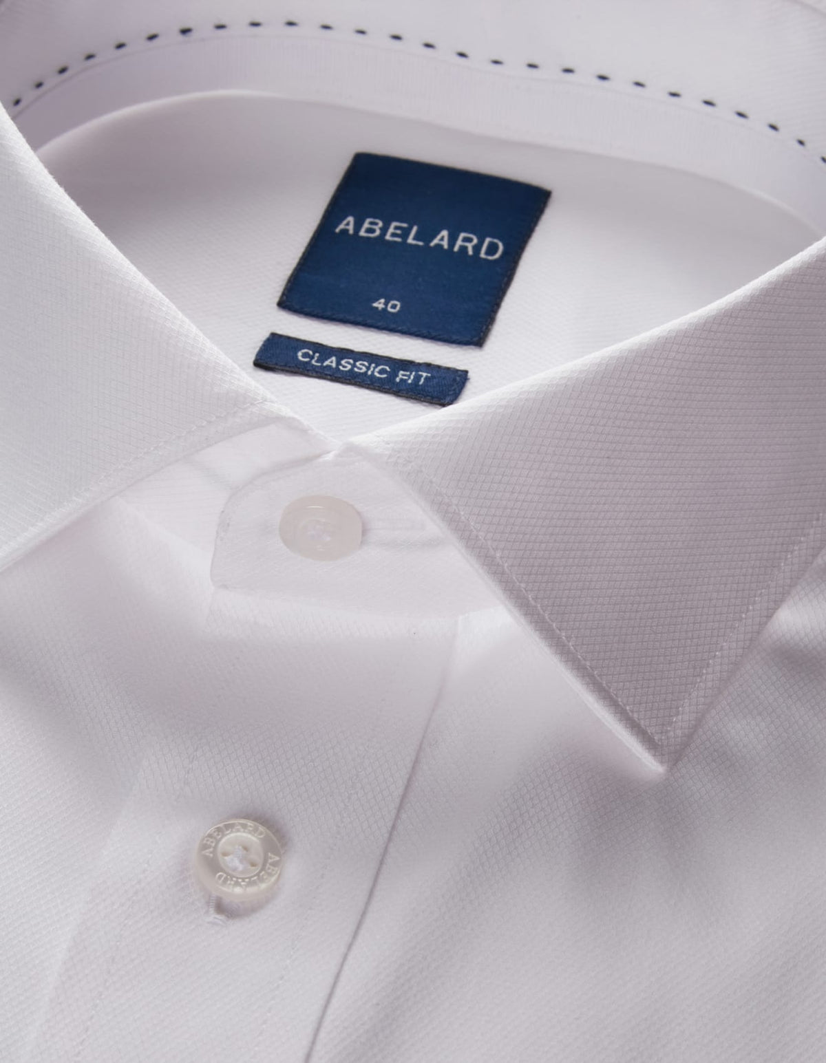 Abelard - Long Sleeve Business Shirt - Dobby - White