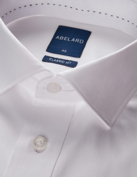Abelard - Long Sleeve Business Shirt - Dobby - White