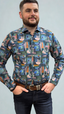 Altemflower - Positano Poplin Shirt - Geometric - Blue