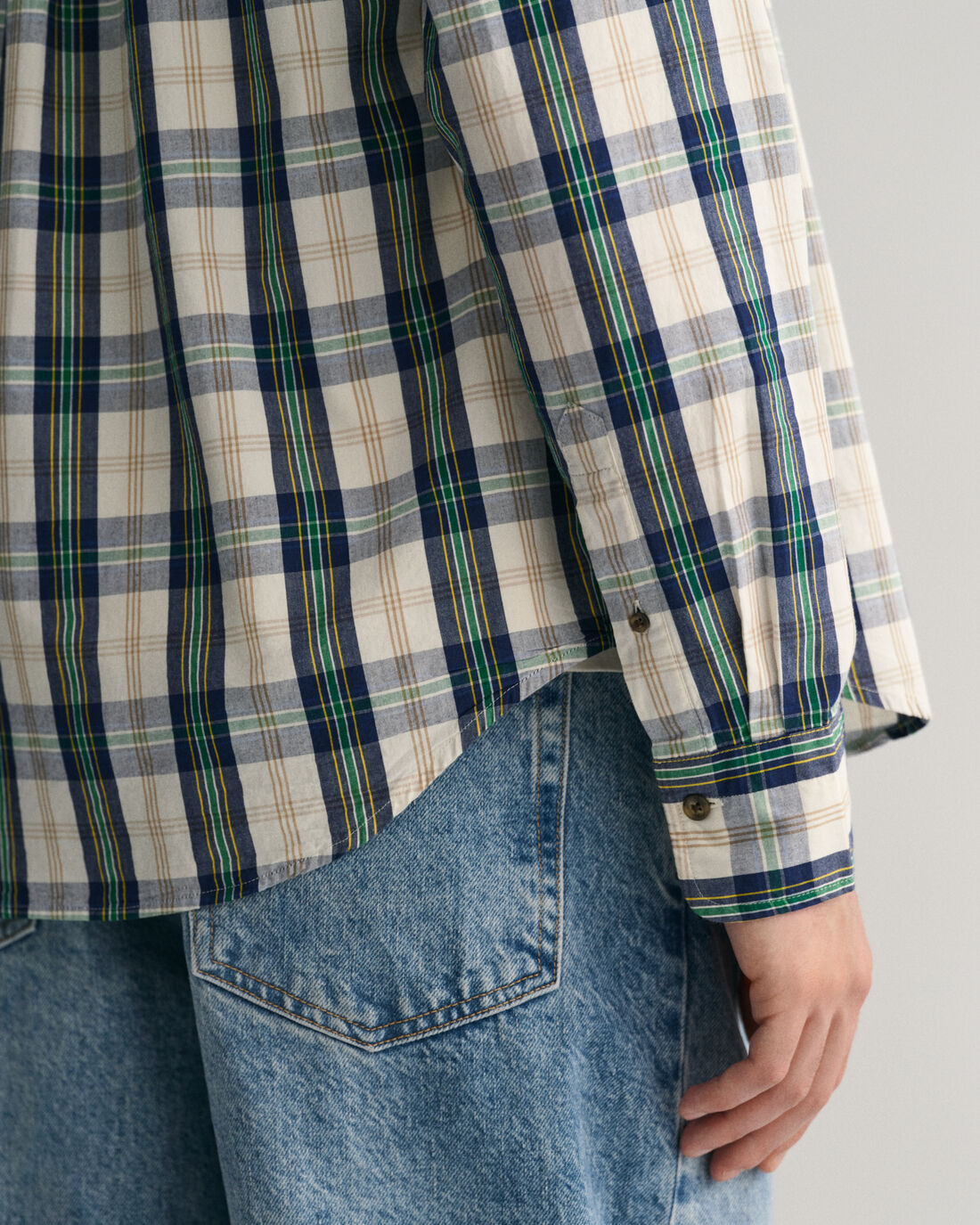 GANT - Poplin Shirt - Check - Archive Shield - Eggshell