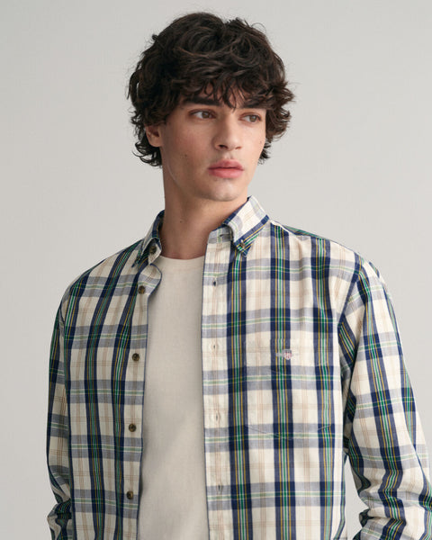 GANT - Archive Poplin Check Shirt - Eggshell