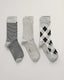GANT - Argyle Socks - 3 Pack - Light Grey Melange & Black