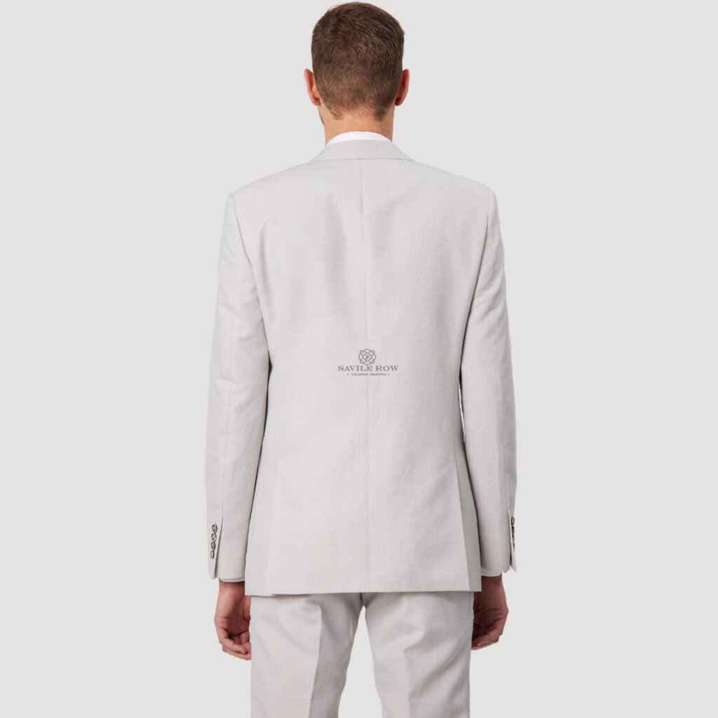 Savile Row - Asher SL3 Wool/Linen Blend Suit Jacket - Salt shown from the back in a stylish and contemporary design.