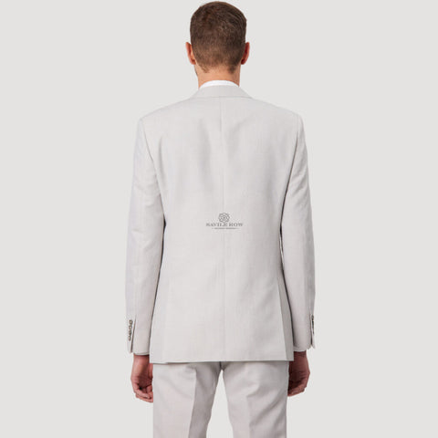 Savile Row - Asher SL3 Wool/Linen Blend Suit Jacket - Salt shown from the back in a stylish and contemporary design.