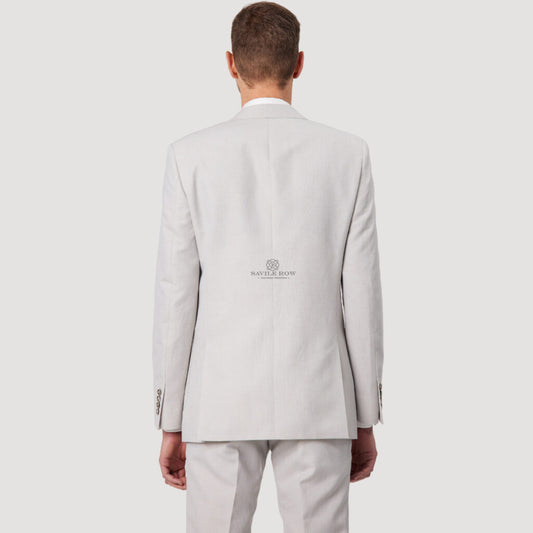 Savile Row - Asher SL3 Wool/Linen Blend Suit Jacket - Salt shown from the back in a stylish and contemporary design.