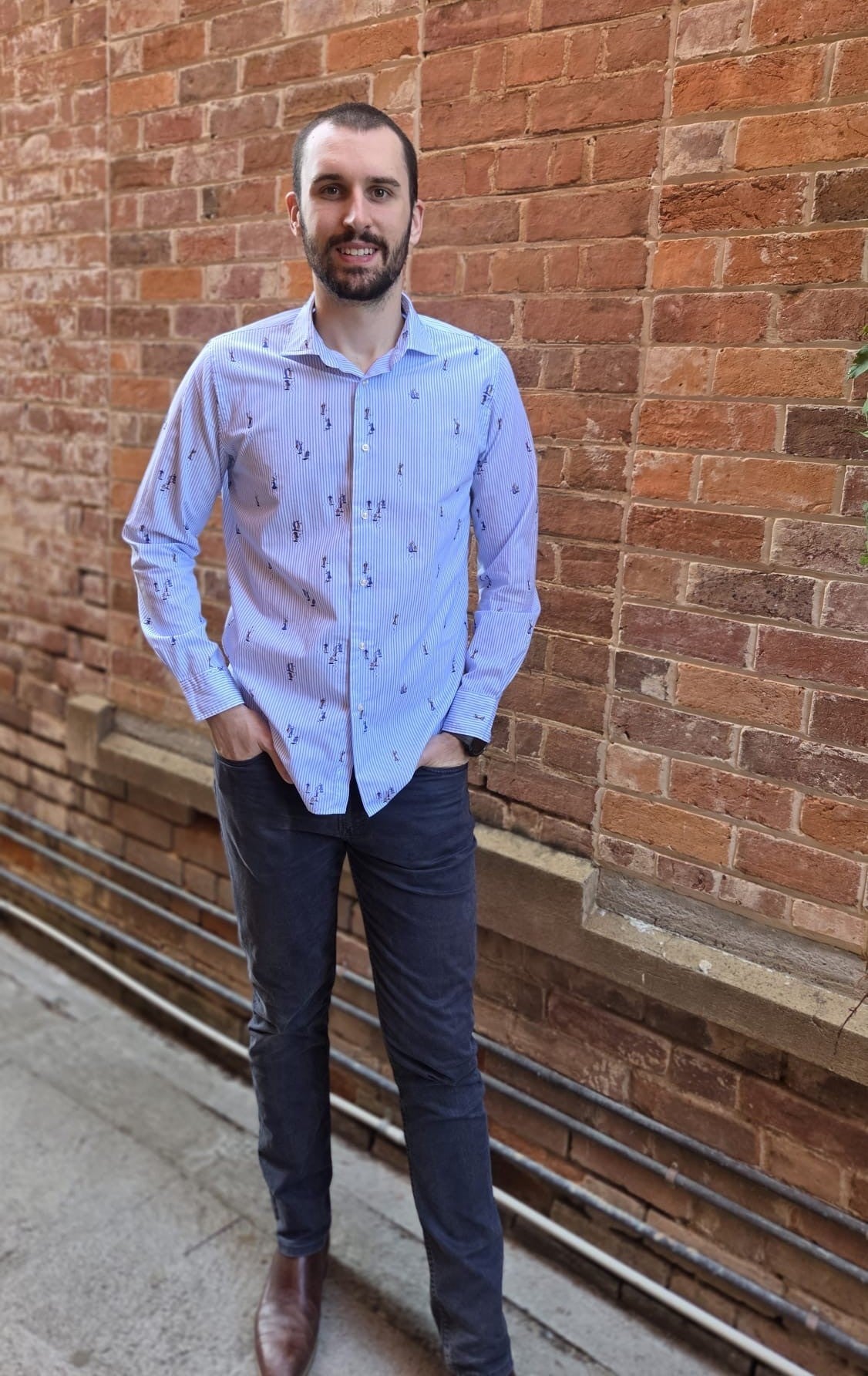 Altemflower - Positano Poplin Shirt - Stripe with Snowboarders - Sky