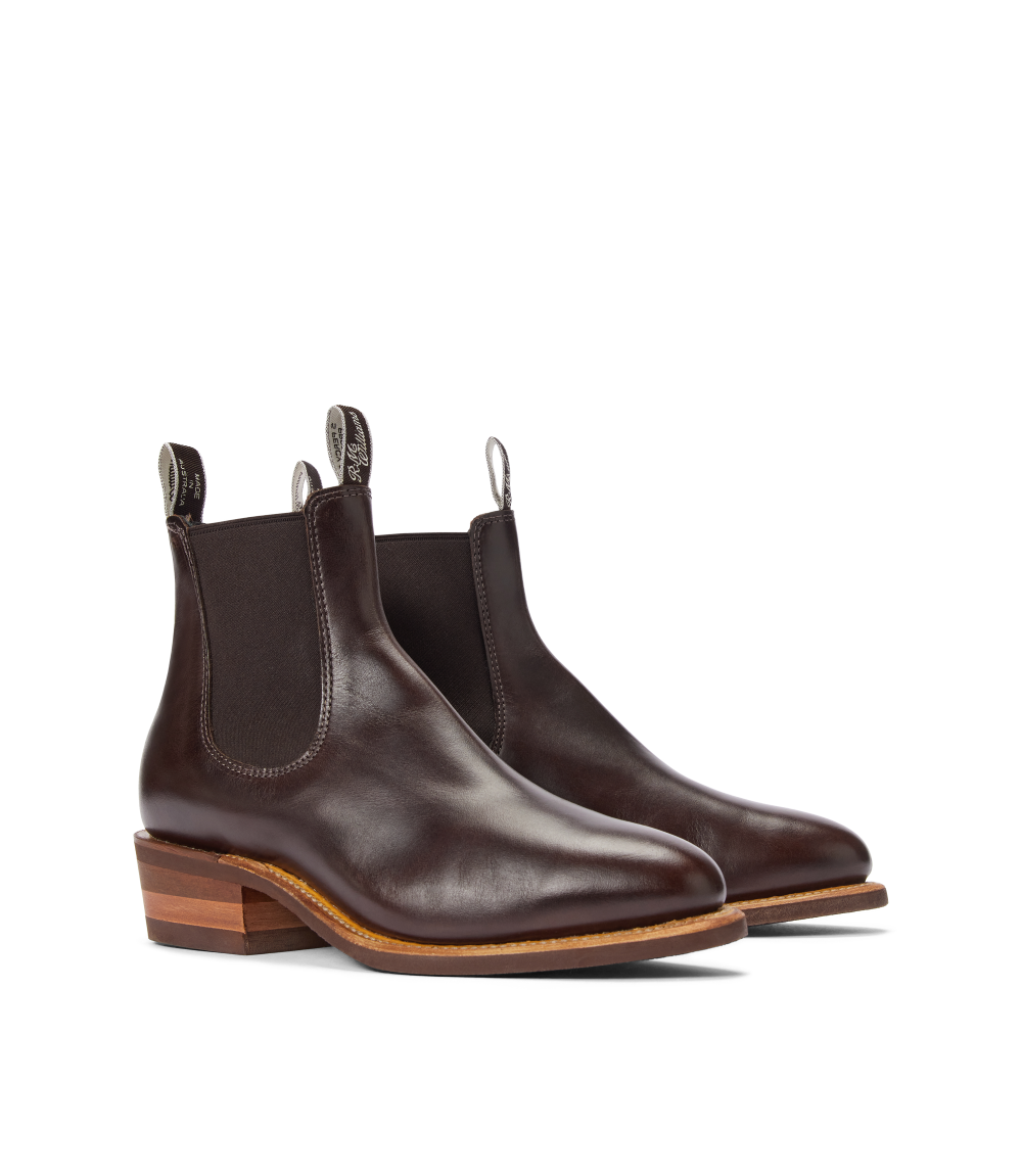 R.M.Williams - Comfort Lady Yearling  Pull Up Leather - Raw Edge - Chocolate