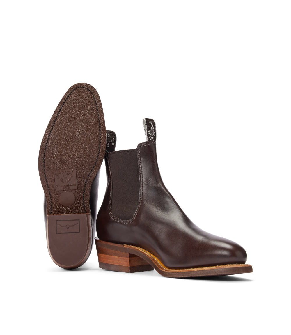 R.M.Williams - Comfort Lady Yearling  Pull Up Leather - Raw Edge - Chocolate