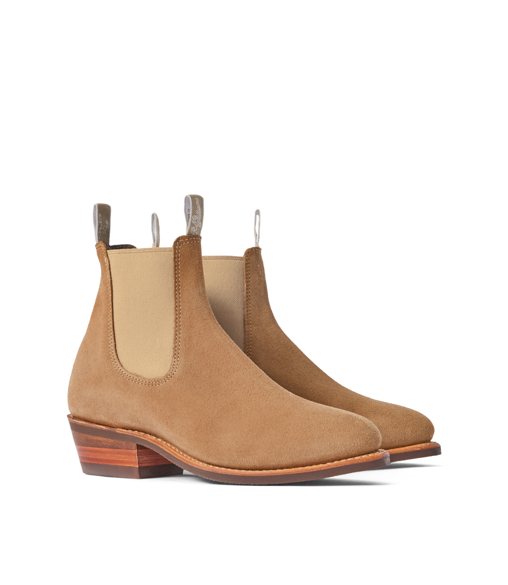R.M.Williams - Comfort Lady Yearling - Suede - Raw Edge - Wood Ash - Women's suede boots in wood ash color.