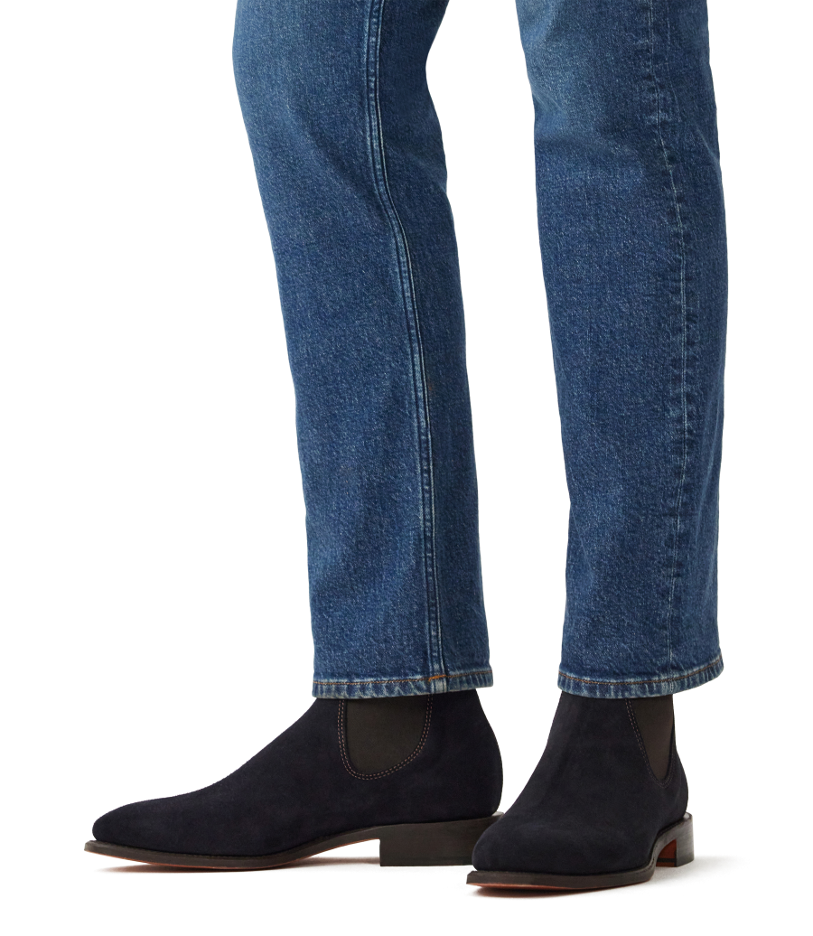 R.M.Williams - Heritage Craftsman Boot - Collector's Edition - Suede - Dark Navy - G Fit worn with denim jeans.
