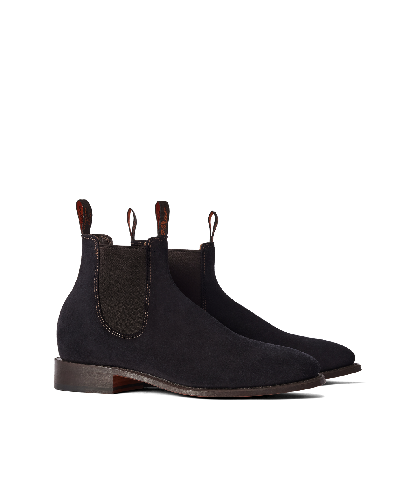 R.M.Williams - Heritage Craftsman Boot - Collector's Edition - Suede - Dark Navy - G Fit side view on a white background.