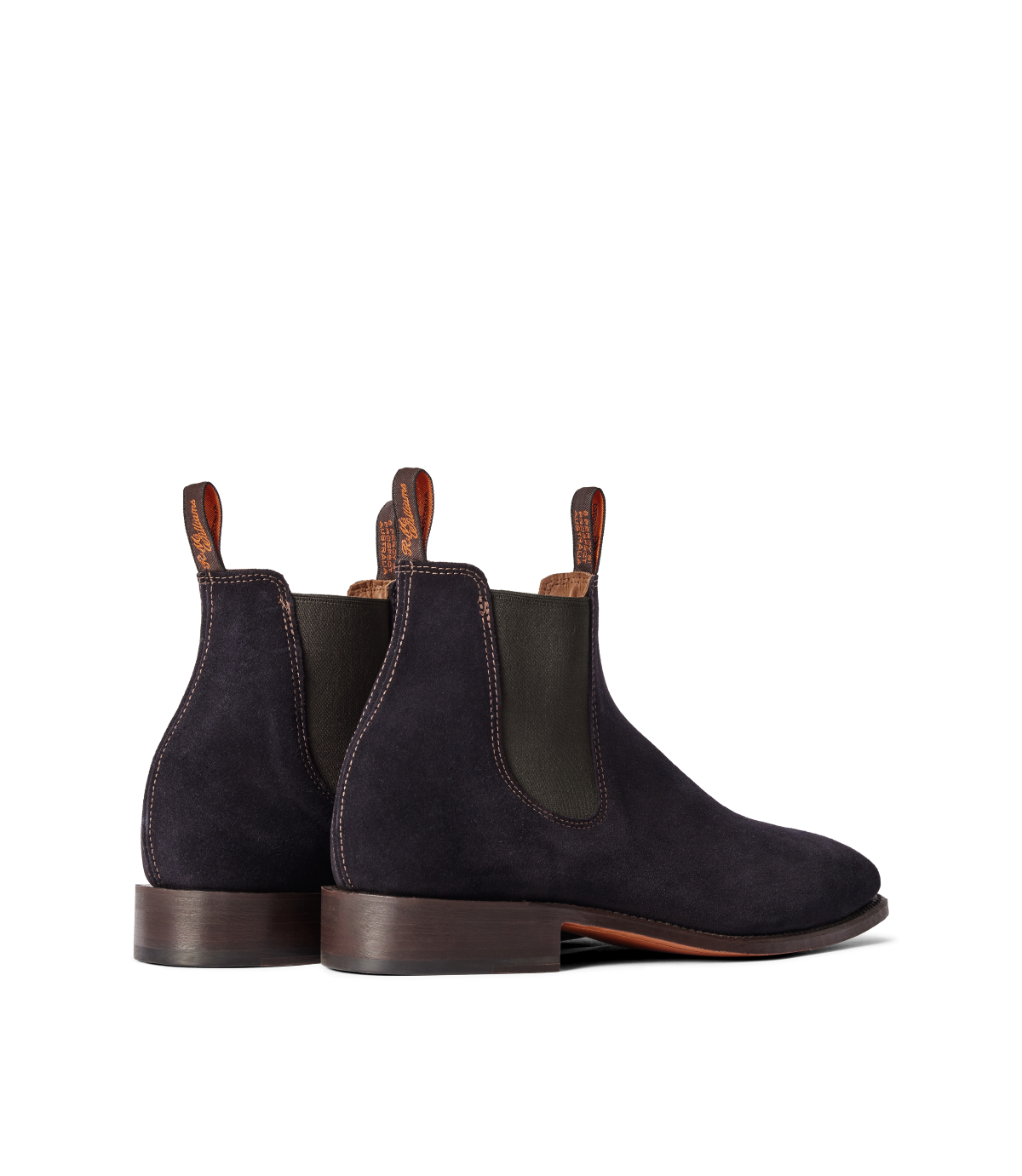 R.M.Williams - Heritage Craftsman Boot - Collector's Edition - Suede - Dark Navy - G Fit side view showcasing premium suede craftsmanship.