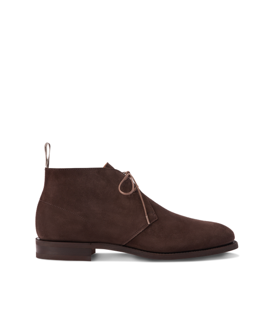 R.M.Williams - Kingscliff Boot - Suede - Dark Brown showcasing its elegant dark brown suede craftsmanship.