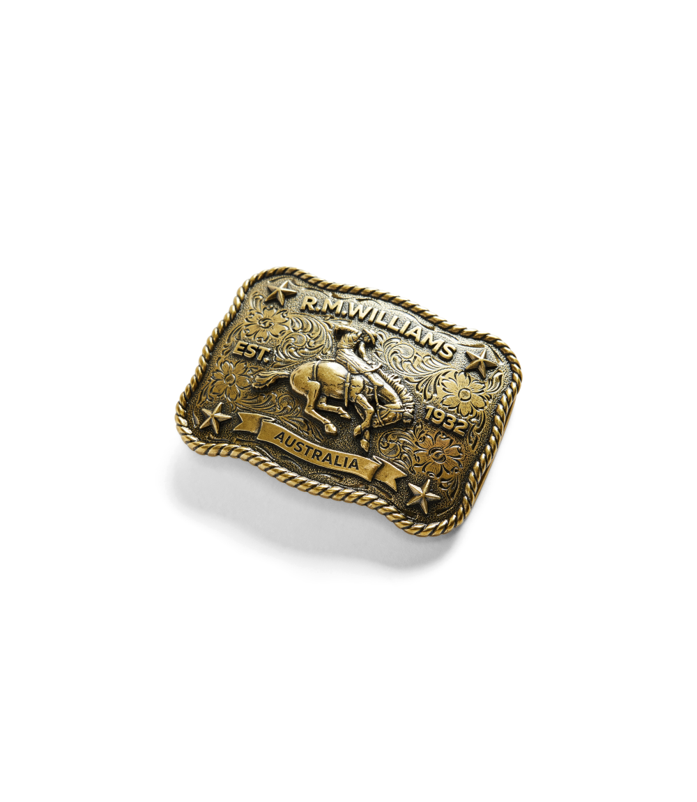 R.M.Williams - Cloudbuster Trophy Buckle - Antique Brass