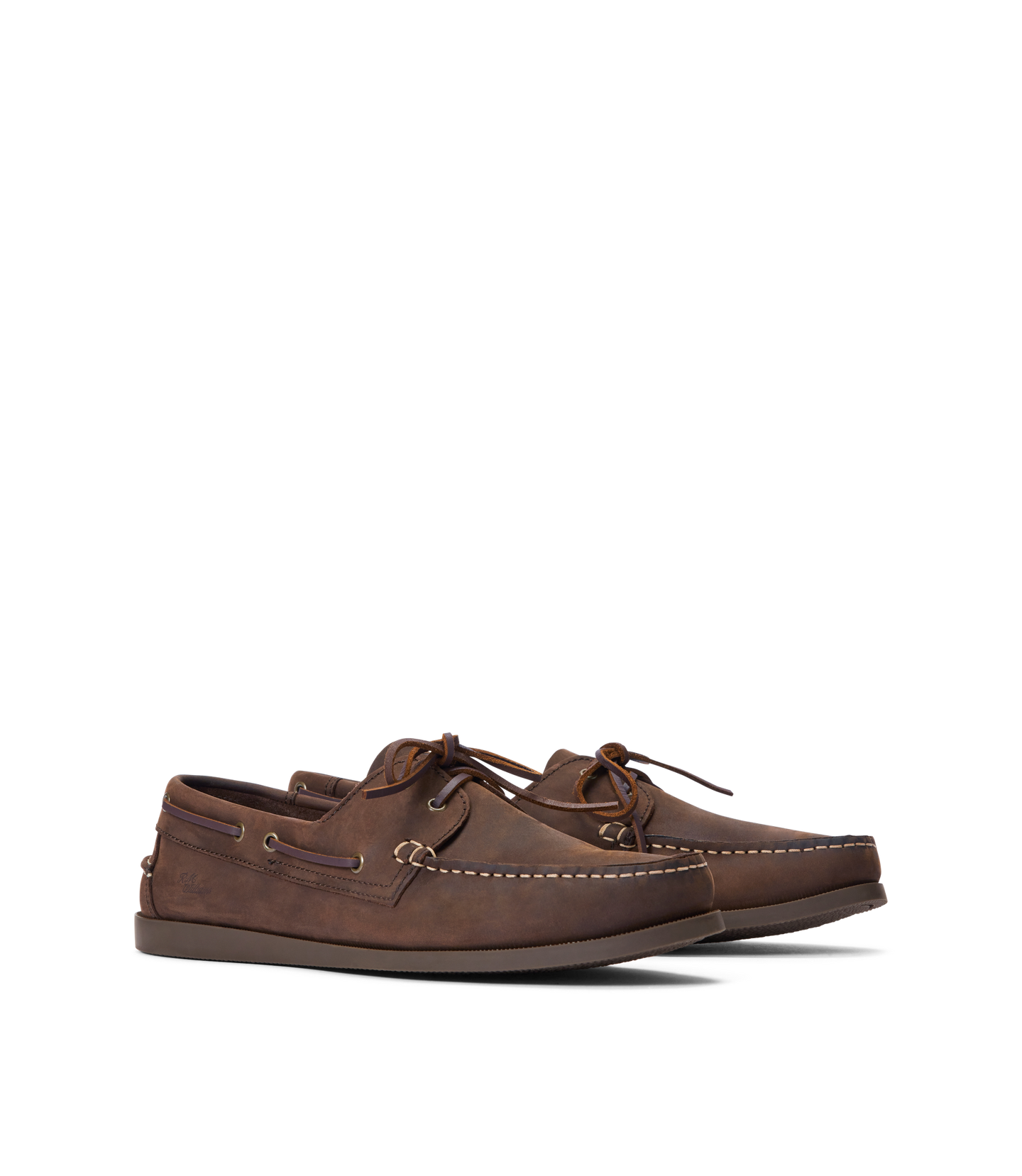 R.M.Williams - Islet Moccasin Boat Shoe - Bark in premium crazy horse leather with rubber sole and leather laces.