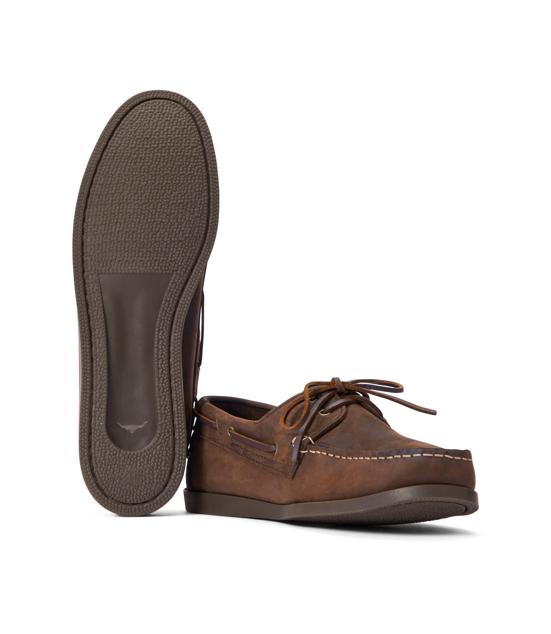 R.M.Williams - Islet Moccasin Boat Shoe - Bark showcasing premium crazy horse leather and durable rubber sole.
