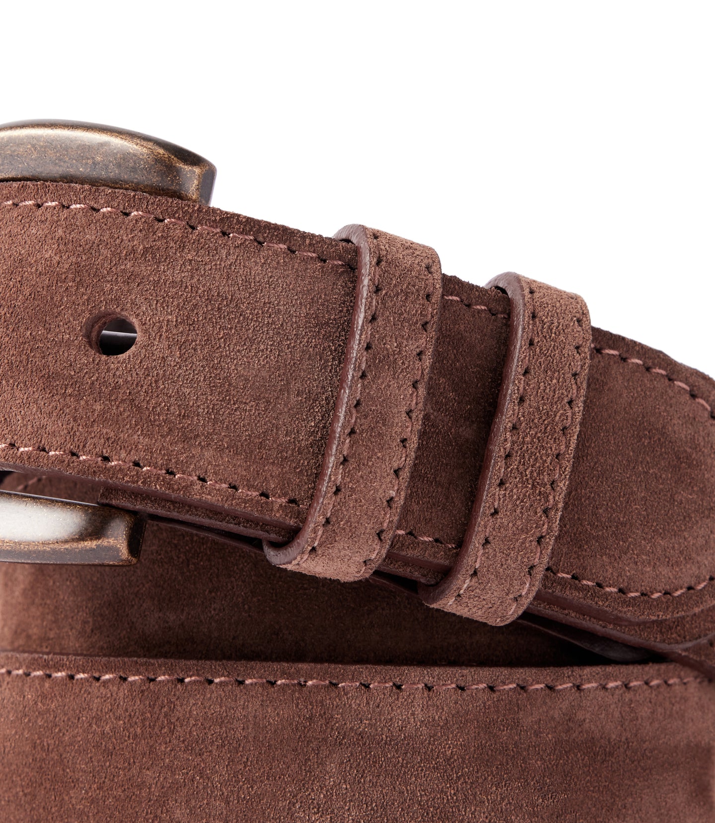 R.M.Williams - Ryder Belt - Suede - Dark Bronze Hardware - Brown
