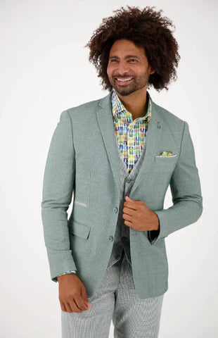 Green blazer 2025 blue shirt