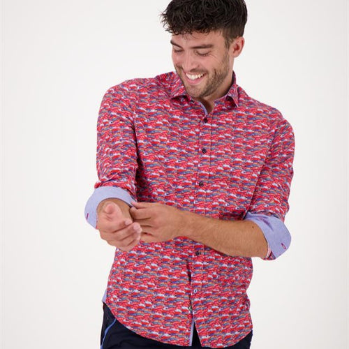A Fish Named Fred - Fish Print Shirt - Ruby Red