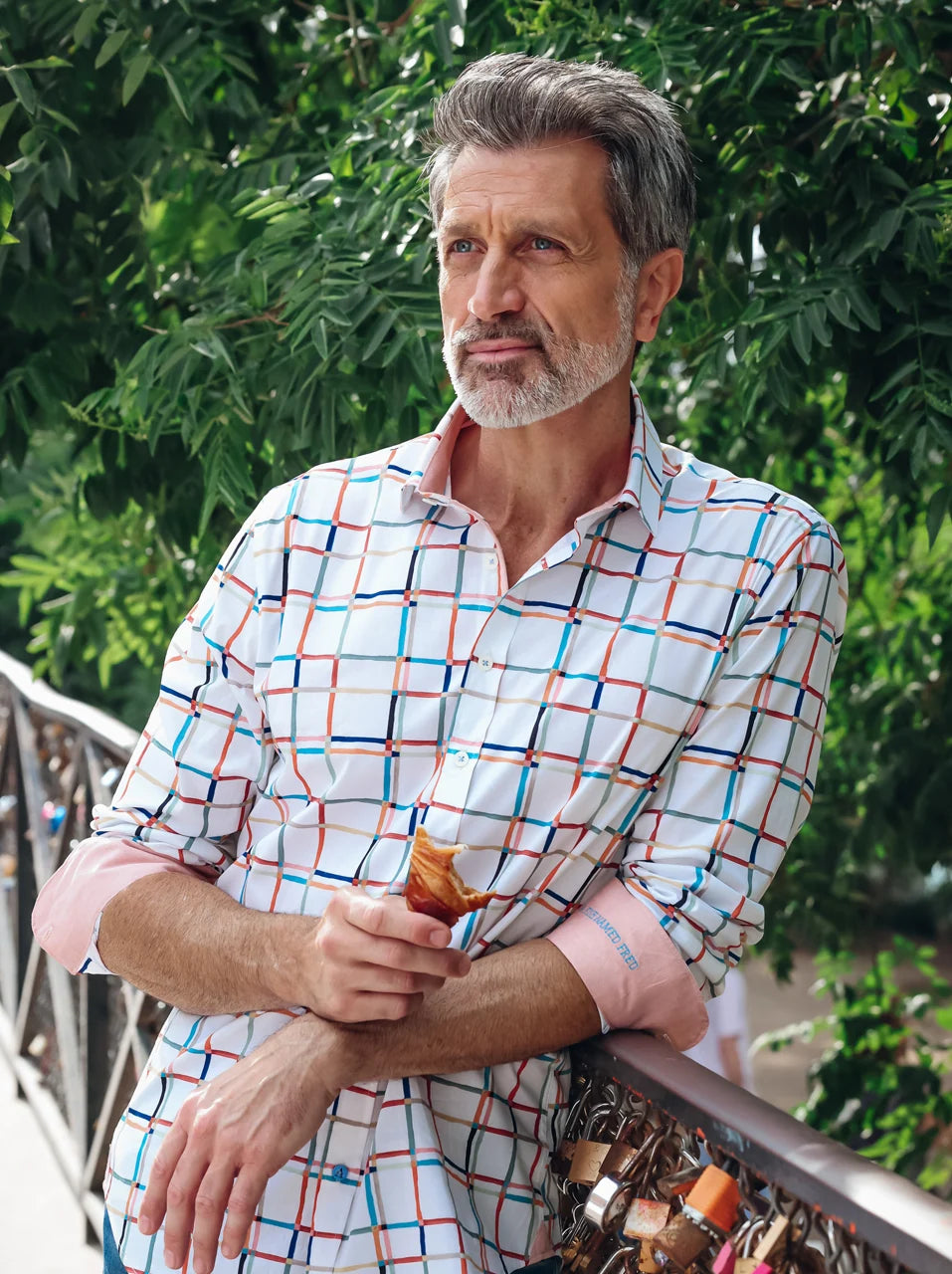 A Fish Named Fred - Line Art LS Check Shirt - White/Multi