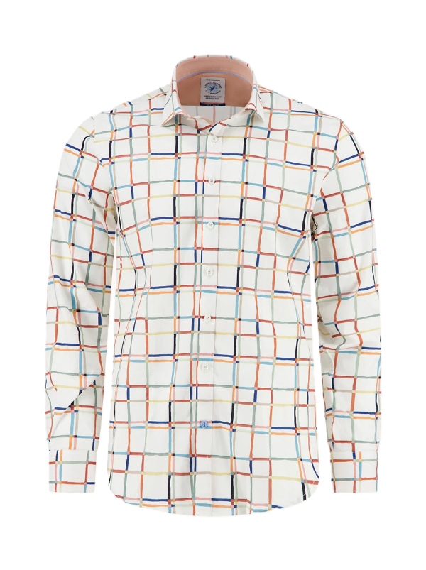 A Fish Named Fred - Line Art LS Check Shirt - White/Multi