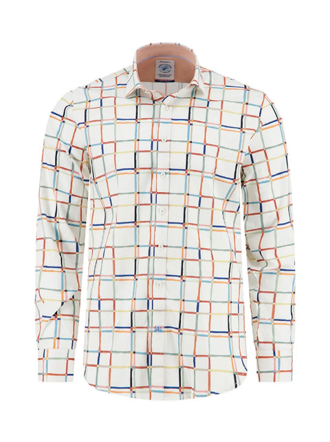 A Fish Named Fred - Line Art LS Check Shirt - White/Multi