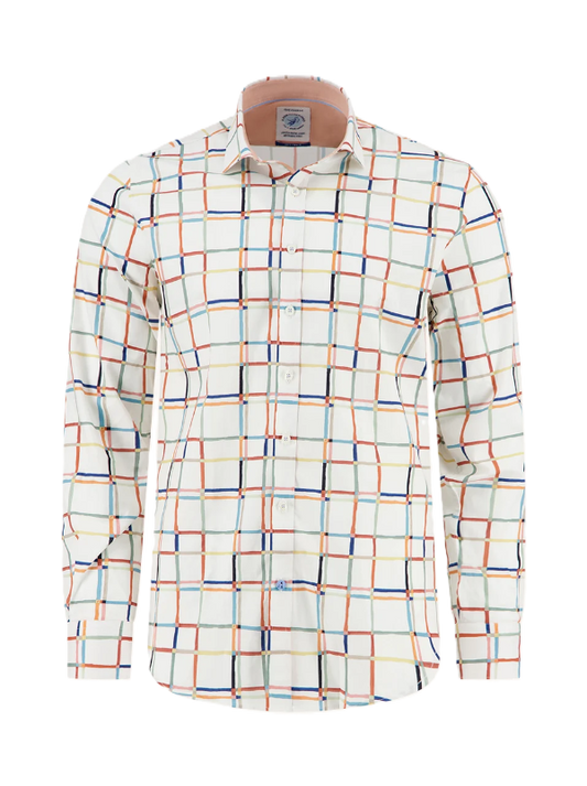 A Fish Named Fred - Line Art LS Check Shirt - White/Multi