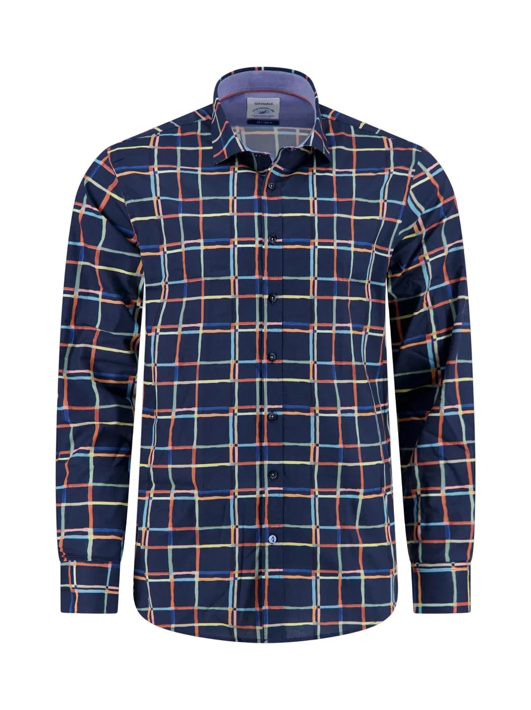 A Fish Named Fred - Line Art LS Check Shirt - Navy 