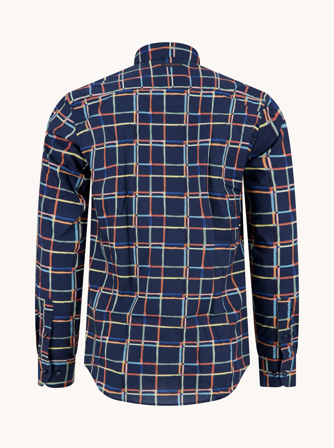 A Fish Named Fred - Line Art LS Check Shirt - Navy 