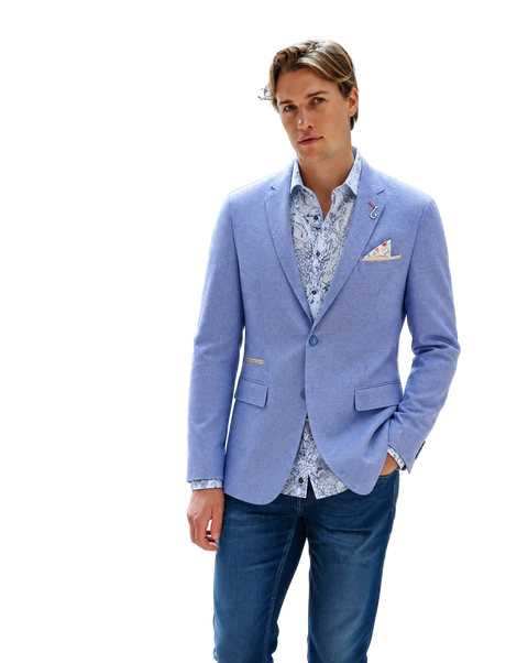 A Fish Named Fred - Blazer Mélange Piqué Sports Coat - Blue