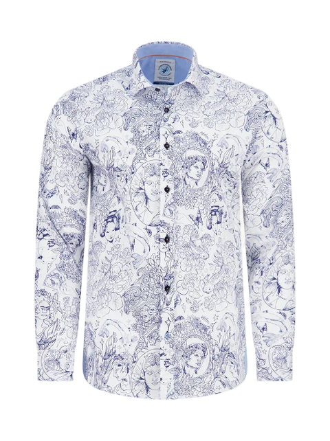 A Fish Named Fred - Fredding Patterned Shirt - Navy/White