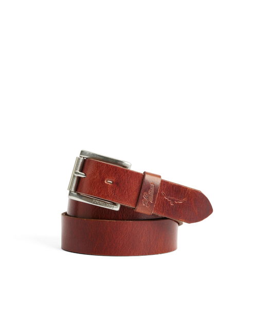 R.M.Williams - Berwick Belt - Polished Nickel Roller Buckle - Mid Brown
