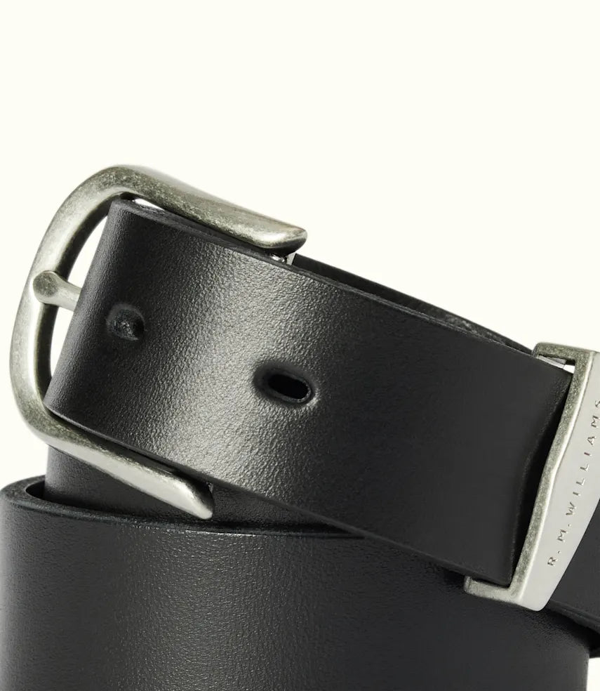 R.M.Williams - Cassidy Belt - Antique Silver Hardware - Black