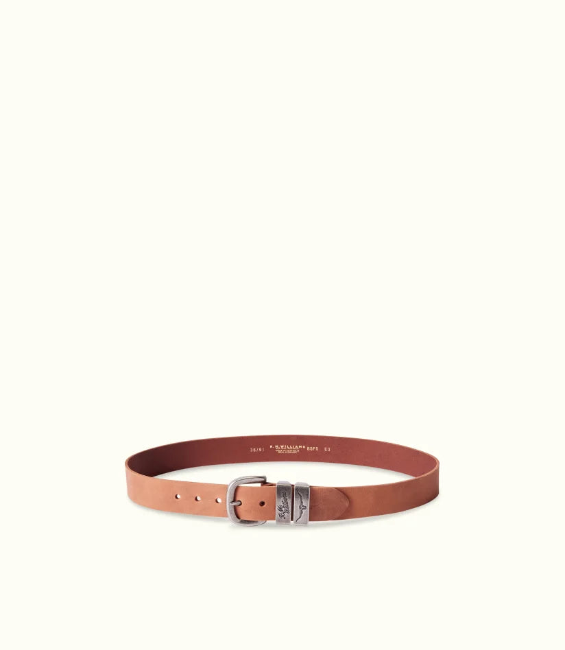 R.M.Williams - Drover Belt - Antique Nickel Hardware - Vintage Brown